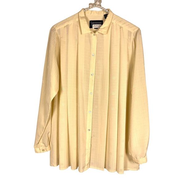 Givenchy Cream Long Sleeve Button Down Pleated Women's Blouse Size 8 - Picture 1 of 5